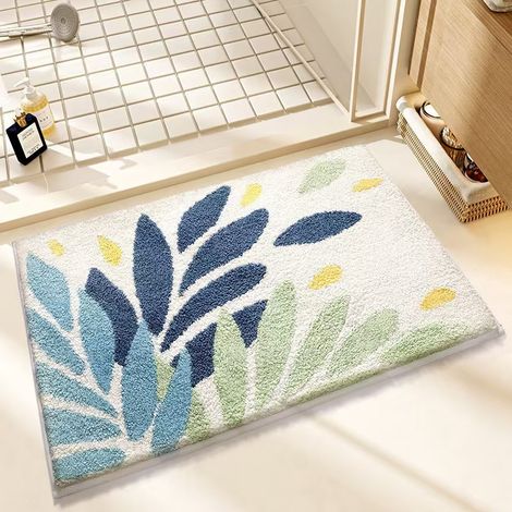 Rutschfester und saugfähiger Badteppich – Schmutzresistenter, maschinenwaschbarer Eingangsteppich aus weichem Kunst-Merinowoll, ideal für Badezimmer, Eingangsbereich oder Schlafzimmer (60 x 90 cm, Mus