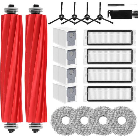 20pcs Q Revo Zubehör kompatibel mit Roborock Q Revo Rboter-Staubsauger, 2 Rollenbürste, 4 HEPA-Filter, 4 Staubbeutel, 4 Mikrofaser-Pads, 4 Seitenbürsten, 1 Schraubendreher (1/5)