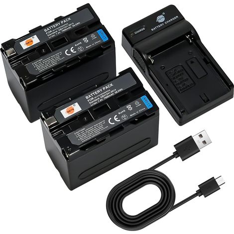 DSTE 2PCS NP-F970 Battery and Charger Compatible with CCD-TR500, CCD-TR512E, CCD-TR516, CCD-TR517, CCD-TR55 (1/5)