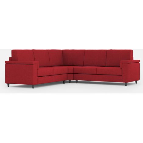 Divano Angolare 5 Posti 246x246x85 cm Marrak in Tessuto Rosso (1/5)