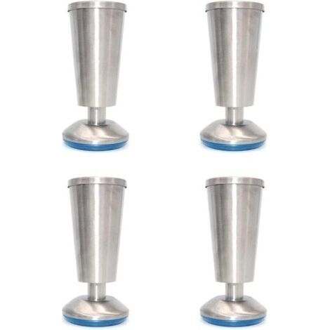 Lot de 4 pieds d'armoire de cuisine en acier inoxydable pour plan de travail Hauteur 120 mm Hauteur réglable de 0 à 5 mm
