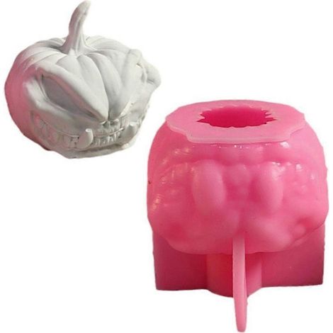 Moule en silicone tête de citrouille, moule à plâtre pour ornement, moule à bougie artisanale, décoration Halloween DIY. (1/4)