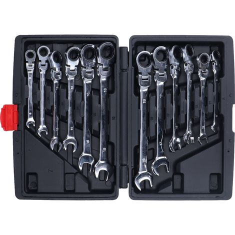 Jeu de 12 clés à cliquet mixtes, acier à outils, tête flexible 72 dents, outil professionnel pour mécanique et bricolage. (1/5)