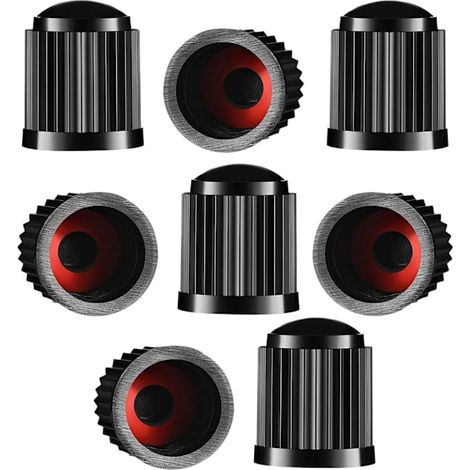 Lot de 8 bouchons de valve de pneu en plastique avec joint d'étanchéité pour SUV, moto, camion et vélo (noir). (1/5)