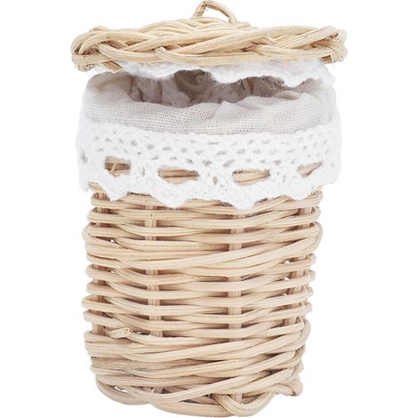 Panier en bambou mini pour maison de poupée 1/12, décoration avec dentelle, accessoire de poupée, ornement en bambou (1/5)