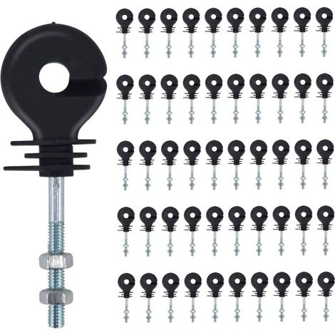 Isolateurs à Visser,50 Pièces isolateur Cloture Electrique Clous d'isolation de clôture électronique Isolateur de Poteau de clôture,Accessoires de clôture électronique,pour Poteau en Bois