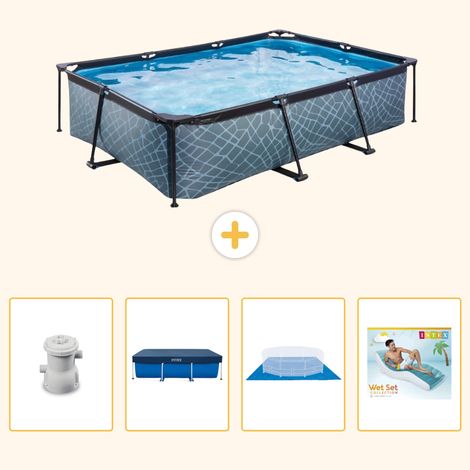 Exit-toys Piscine Exit Rectangulaire - Effet Pierre - 300x200x65 cm - 5-pièces S322 (1/5)