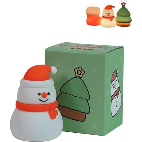 1 veilleuse bonhomme de neige en silicone, lampe LED rechargeable 2 modes, 7 couleurs, idéale pour chambre d'enfant et décoration de Noël (1/5)