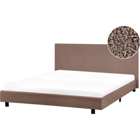 Letto matrimoniale imbottito bouclé marrone 160 x 200 cm Albi