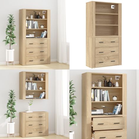 Buffet haut Chêne sonoma Bois d'ingénierie - Buffet Design - Buffet Moderne - Buffet En Bois - Buffet Rangement - Meuble Tv - Home & Living (1/5)