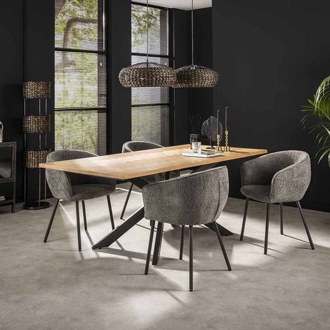 Table de salle à manger moderne en placage chêne naturel Mistic (1/5)