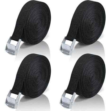 CCYKXA 1M Sangle d'Arrimage, 4 Pièces Sangle à Cliquet avec Boucle de Serrage en Alliage de Zinc pour Fixation Moto/Voiture/Porte Vélo/Bagage/Déménagement Puissance de Traction