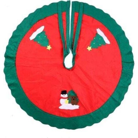Jupe de Sapin de Noël 90cm - Décoration Base d'Arbre, Ornement Maison Fête, Tapis Tablier Rouge Couvre Pied de Sapin (1/5)