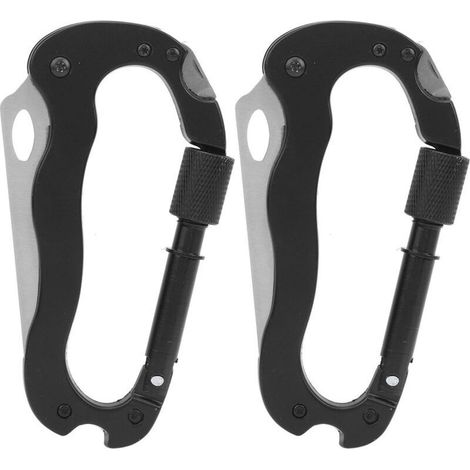 2pcs Mousqueton de Survie Extérieur en D Boucle à Suspension Rapide de Camping Multifonction 5 en 1 (1/5)