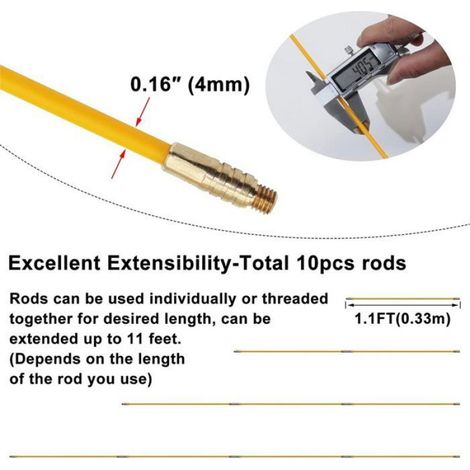 Kit De Tirage De Câbles - Fibre De Verre - Pour Installations Électriques Intérieures Et Extérieures - 5 Embouts + Outil De Tirage - 1 Pièce (1/5)