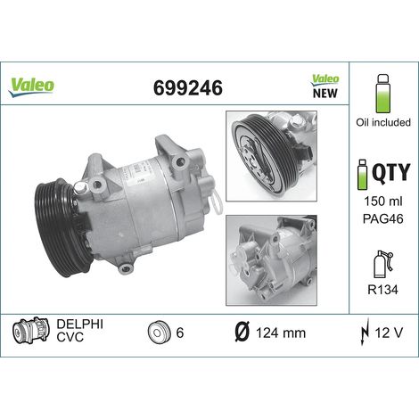 Compresseur, climatisation Valeo 699246 NISSAN 2763000Q2M 7711368685 8200050141