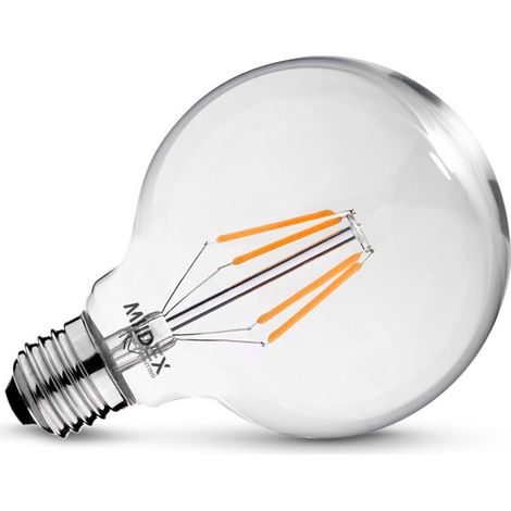 Ampoule Led filament - globe E27 4000K Blanc neutre - G125 - 8W - Finition claire - gradable