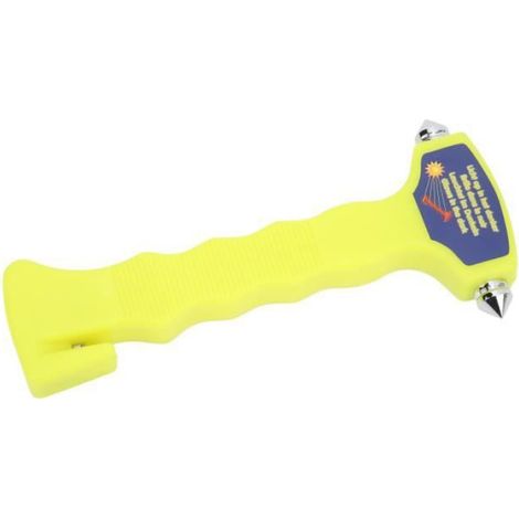 Marteau De Sécurité - Brise-Vitre Et Coupe-Ceinture 2 En 1 - Pour Voiture Bus Train Secours - Jaune Fluorescent - 1 Pièce (1/4)