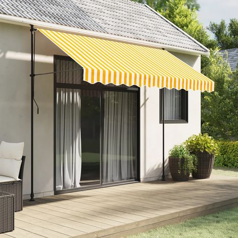 vidaXL Tessuto Ricambio per Mantovana Tenda Righe Gialle e Bianche 300 cm