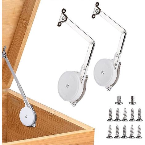 Lot de 2 charnières pour coffres à jouets, charnières de support de couvercle à fermeture douce, charnières de coffre-fort (1/5)