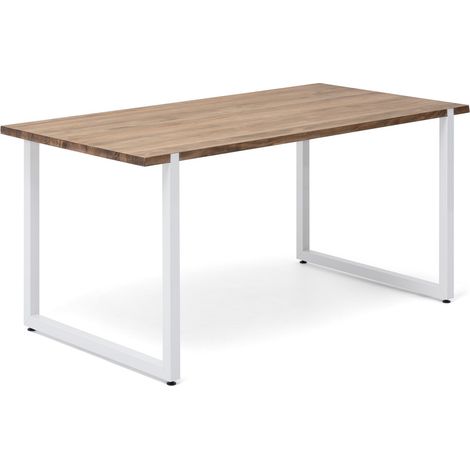 Mesa de comedor Uley 160x80x75cm Blanca en madera maciza de pino acabado vintage estilo industrial Box Furniture (1/5)
