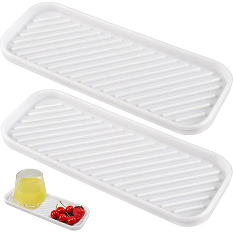 Weiche Silikon-Abtropfmatte für Spülbecken, rutschfeste Küchenaufbewahrungsmatte, 23 x 9 cm, geeignet für Seife und Schwämme, weiß, 2er-Pack