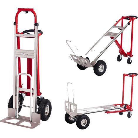 Chariot à main, convertible 4-en-1, capacité de 363 kg, Rouge (1/2)