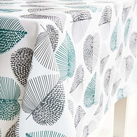 Nappe Imperméable de Table Rectangulaire Résistant Nappe Anti-Taches Tissu Oxford Motif Feuilles pour Table à Manger Picnic Party Jardin Lavable Entretien Facile 140X180CM, (1/4)