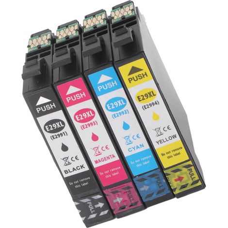4 Farbtintenpatronen, Ersatz-Tintenpatronen für Drucker, Zubehör für XP 235 und XP 245 (Schwarz, Cyan, Magenta, Gelb) (1/5)