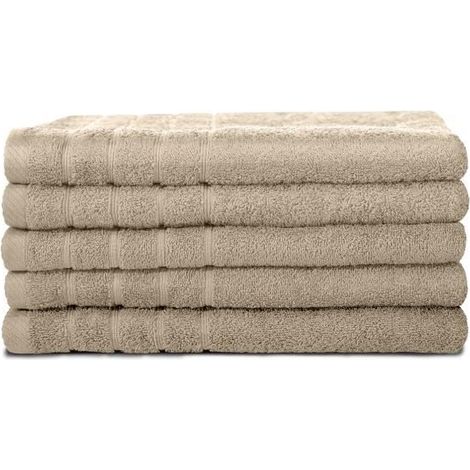 5 draps de douche 100% coton - 70x140 cm -