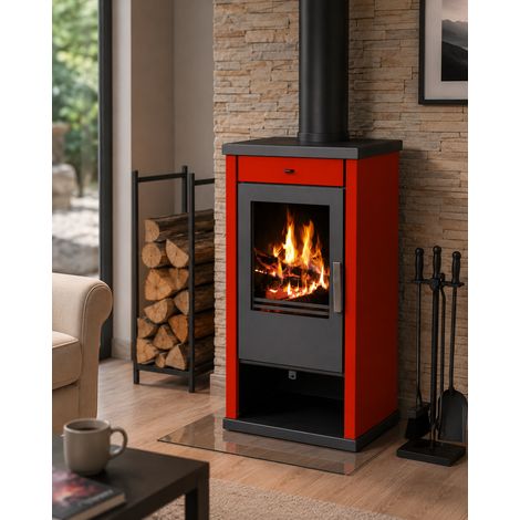 Stufa a legna Victoria Vanessa Lux da 7,52 kW colore rosso (1/5)