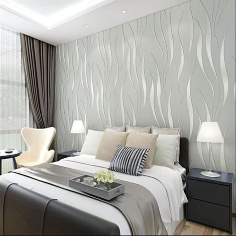 Papiers peints 3D modernes en Matériaux sains et insipides revêtement mural pour Salon TV Fond 9.5M X 0.53M Gris Argenté (1/4)