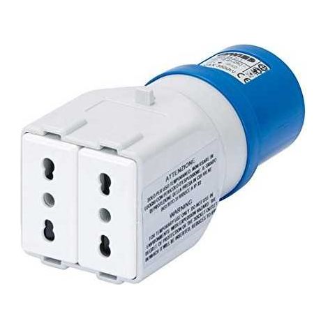 GW64211 Adaptador de Industrial a Civil Enchufe 2P+T 16A 230V y 2 Tomas 2P+T Bivalentes P17-P11 10/16A