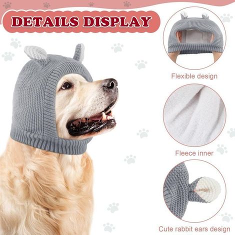 Cache-oreilles pour chien - pour garder les oreilles du chien au chaud et calmer les aboiements anxieux - 1 pièce, gris, 36-48 cm (1/4)