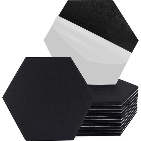 Panneaux acoustiques auto-adhésifs mousse acoustique insonorisants hexagonaux isolation 12pcs Noir (1/5)