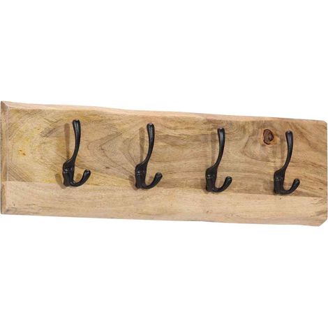 Wandgarderobe mit 4 Haken Massivholz Mango (1/5)