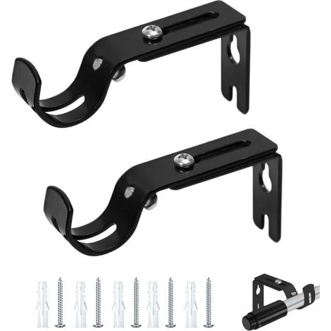 2 Pièces Support de Tringle à Rideau Réglable, Ø 25 mm Supports Mural Réglable pour Tringle avec Vis Extensible Fixation pour Tringles à Rideaux pour Les Bureaux Les Armoires de Chambre (1/4)