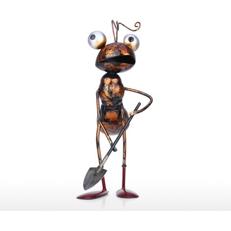 Escultura de hormiga de hierro de 32 cm, decoración para oficina o jardín, objeto de artesanía en metal original y sorprendente. (1/5)
