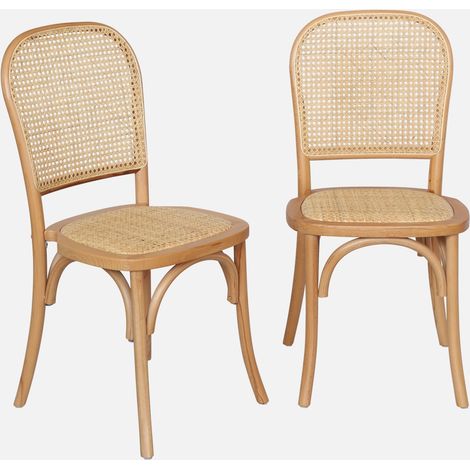 Set 2 sedie vintage in legno e rattan (1/5)