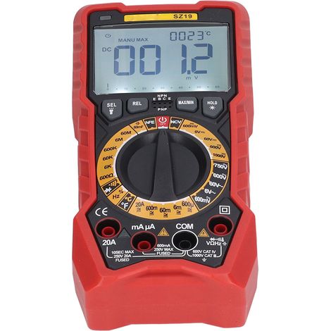 Multimètre de haute précision avec affichage numérique LED, alarme sonore et visuelle, voltmètre, ampèremètre, indicateur de courant et de tension (rouge) (1/5)