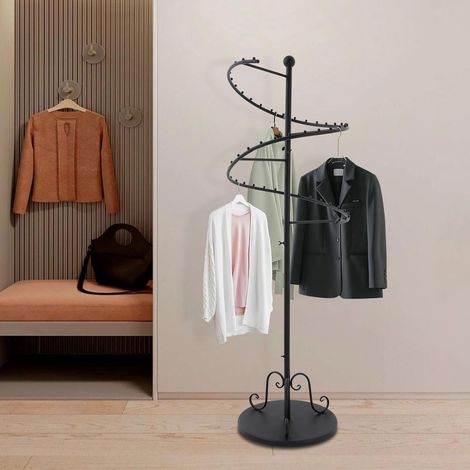 Spiral Kleiderständer Stabil Clothes Rack Kleiderstange Freistehend Modern Spiralregal für Kleidung mit 30 kg Tragfähigkeit Kleideraufbewahrung für Schlafzimmer Flur Bad oder Geschäft Schwarz (1/5)