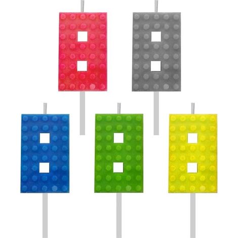 Candela di compleanno a forma di blocchi, numero 8, altezza 5,5 cm
