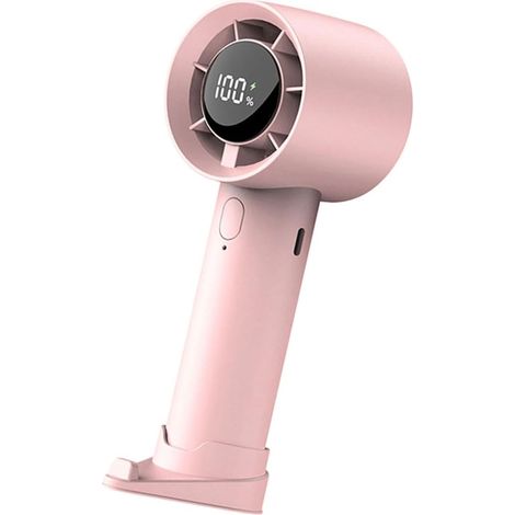 Mini ventilatore portatile ad alta velocità con display LED, rosa, per ufficio, casa e esterni, ricaricabile tramite USB. (1/5)