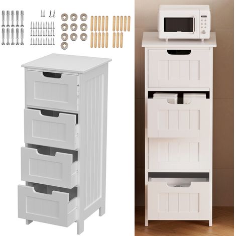 Armoire de rangement moderne salle de bain cuisine bois MDF armoire avec 4 étagères à tiroirs (1/5)