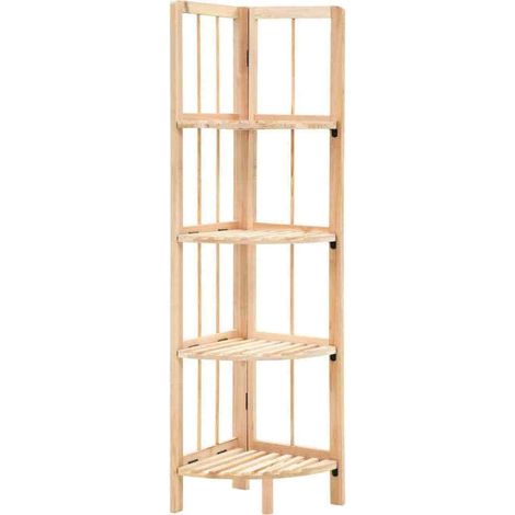 Etagère d'angle 4 tablettes cèdre massif clair Lenna