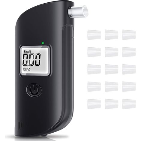 Éthylotest précis avec 15 embouts buccaux - Avec écran LCD - Éthylotest numérique avec éclairage de secours LED - Convient pour les tests d'alcool personnels (1/5)