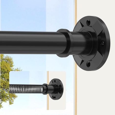 Tringle rideau sans perçage extensible noire, 28mm barre rideau 78-283cm (1/5)