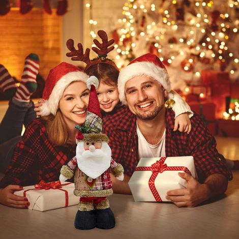 Peluche Père Noël debout de Noël avec jambes extensibles, décoration de sapin, jouet en peluche de Noël (1/5)