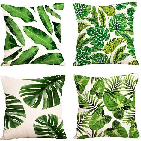 Waterproof outdoor cushion cover 45 x 45 cm, waterproof scatter garden cushion cover for outdoor bench sofa furniture (leaves) (1/5)