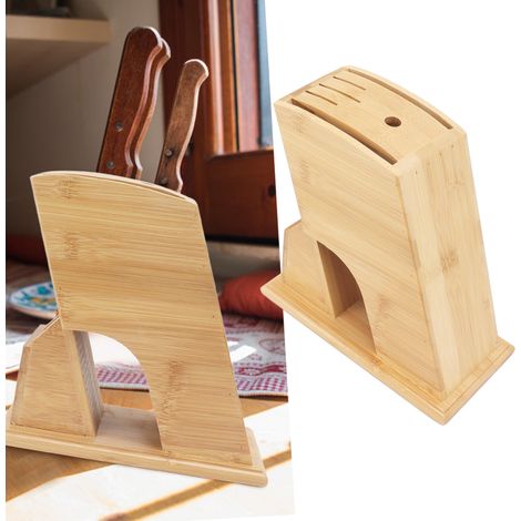 Porte-couteaux de cuisine en bambou, accessoires de cuisine, rangement multifonctionnel et créatif pour couteaux (1/5)